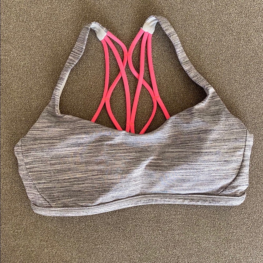 Lululemon Grey Sports Bra with Pink Back Detail